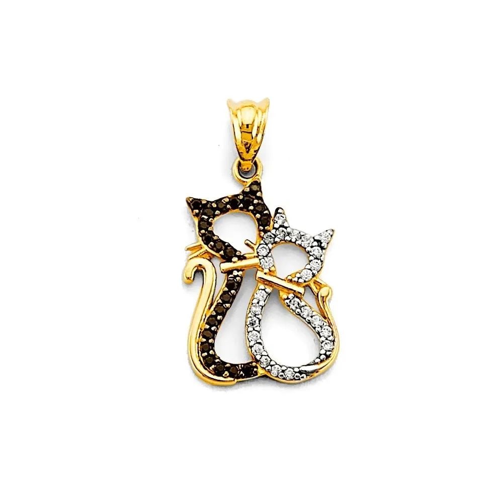 W 14K TWO TONE GOLD CAT PENDANTNE: NEW 14K TWO TONE GOLD HEART FLOWER PENDANT HEART FLOWER PENDANT NEW 14K TWO TONE GOLD Height : 20 mm Width : 15 mm Apx. WEIGHT : 1g