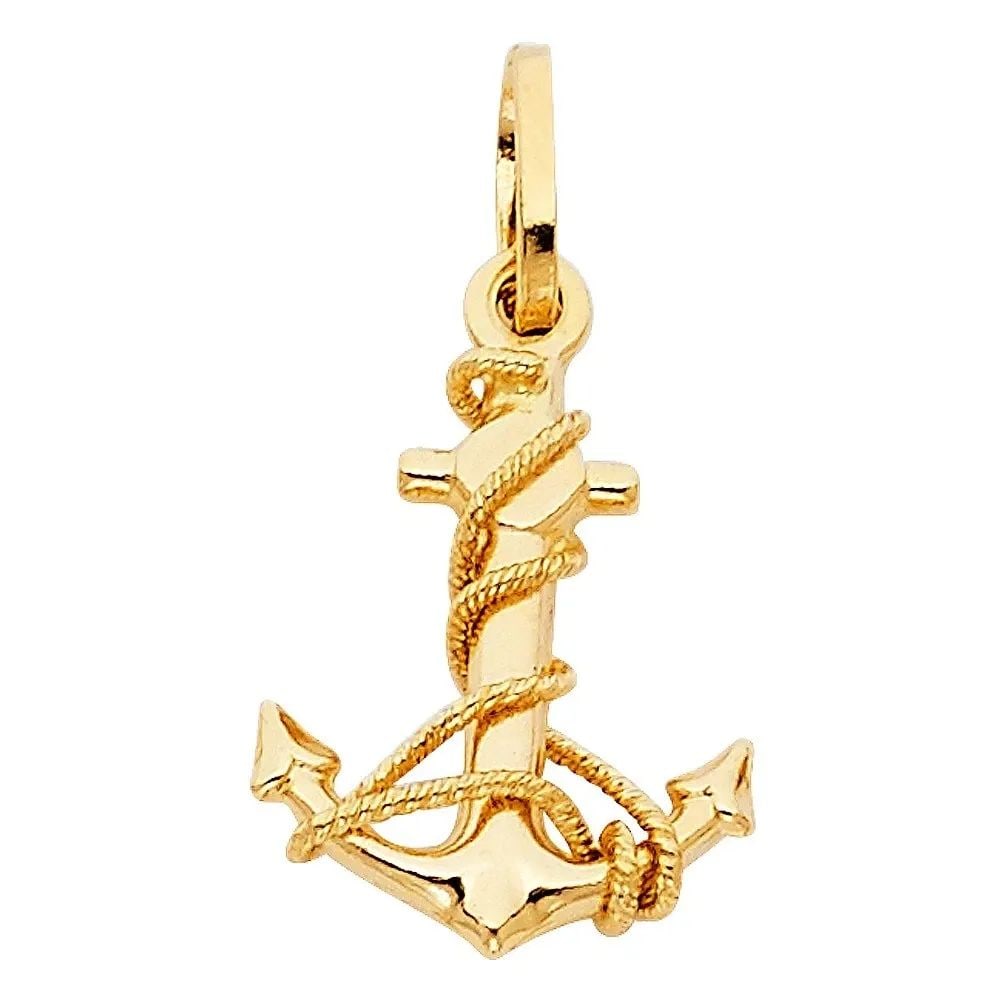 NEW 14K YELLOW GOLD ANCHOR PENDANT (1 of 2)