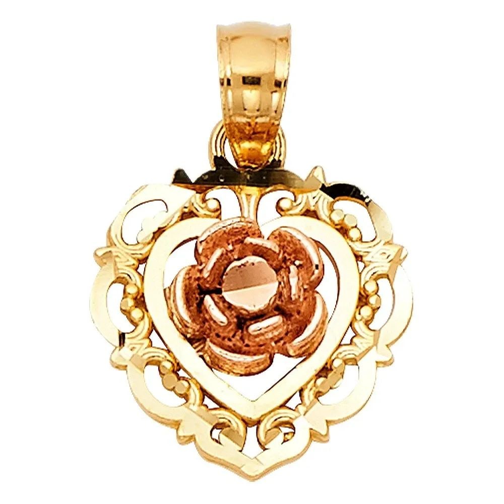 NEW 14K TRI COLOR GOLD FLOWER PENDANT (1 of 2)