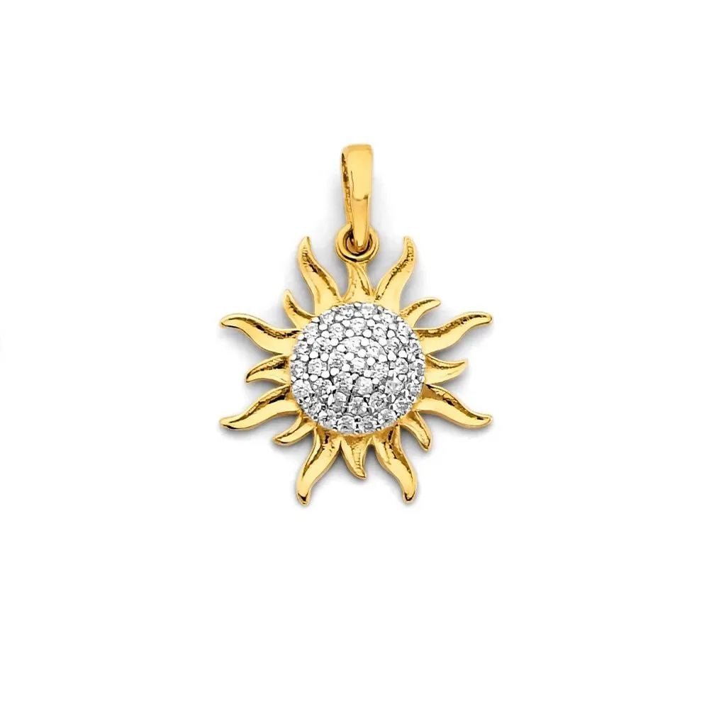 NEW 14K TWO TONE GOLD SUN PENDANT (1 of 2)