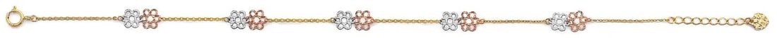 NEW 14K TRI COLOR GOLD FLOWER BRACELET (1 of 2)