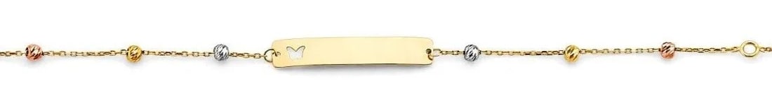 NEW 14K TRI COLOR GOLD BALL BABY ID BRACELET (1 of 2)