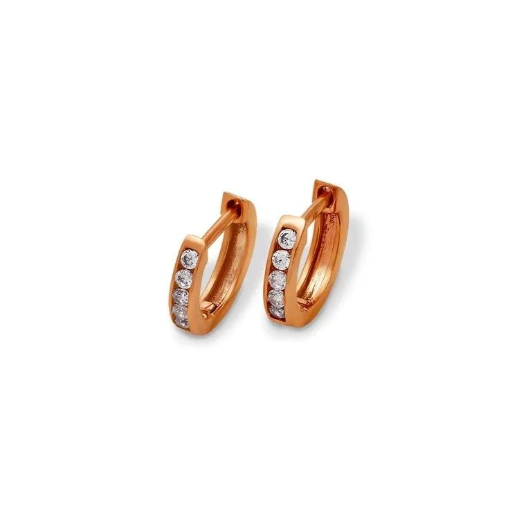 NEW 14K ROSE GOLD HIGH POLISHED HUGGIE EARRINGS (1 of 2)