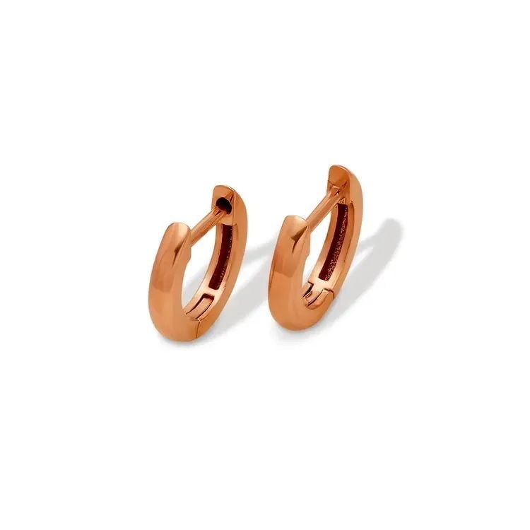 NEW 14K ROSE GOLD HIGH POLISHED HUGGIE EARRINGS (1 of 2)