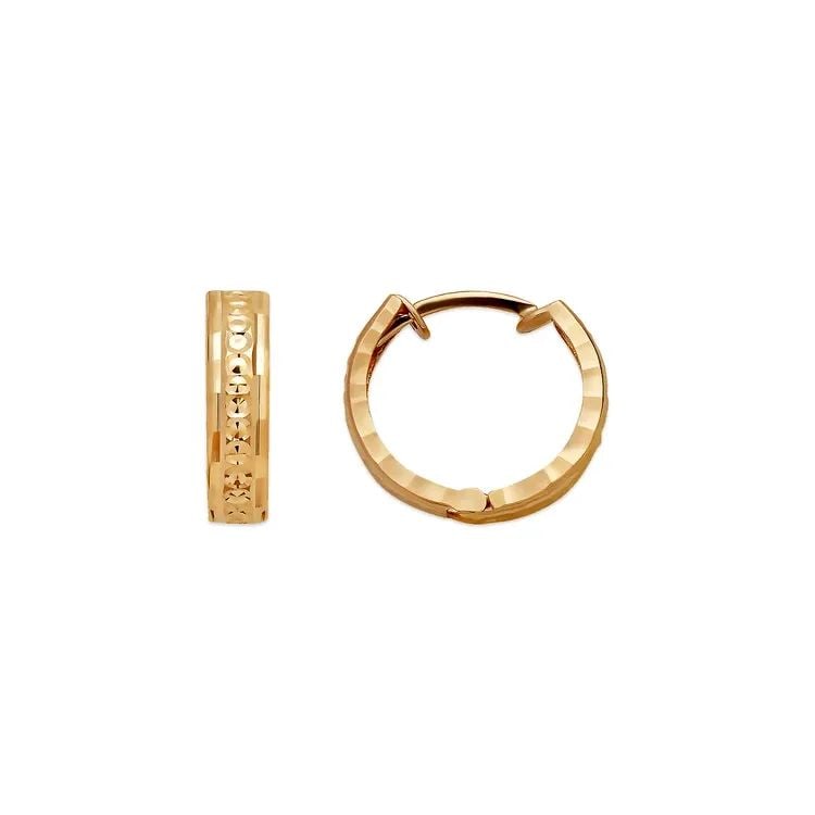 NEW 14K YELLOW GOLD 11MM DIAMOND CUT HUGGIE EARRINGS: NEW 14K YELLOW GOLD 11MM DIAMOND CUT HUGGIE EARRINGS 11MM DIAMOND CUT HUGGIE EARRINGS NEW 14K YELLOW GOLD Width: Approx. 12x11mm Apx WEIGHT: 1g