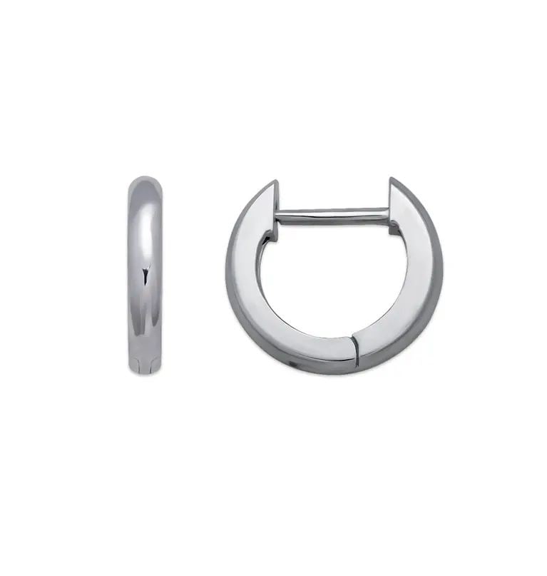 NEW 14K WHITE GOLD HIGH POLISHED HUGGIE EARRINGS: NEW 14K WHITE GOLD HIGH POLISHED HUGGIE EARRINGS HIGH POLISHED HUGGIE EARRINGS NEW 14K WHITE GOLD Width: Approx. 2x10mm Apx WEIGHT: 1g