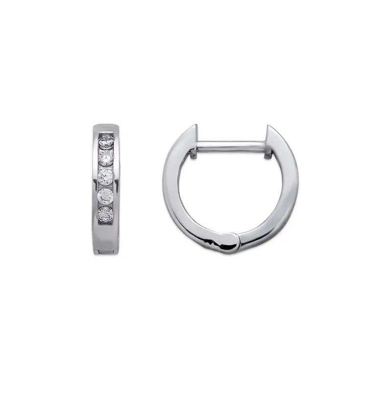 NEW 14K WHITE GOLD HIGH POLISHED HUGGIE EARRINGS: NEW 14K WHITE GOLD HIGH POLISHED HUGGIE EARRINGS HIGH POLISHED HUGGIE EARRINGS NEW 14K WHITE GOLD Width: Approx. 2x9mm Apx WEIGHT: 1g
