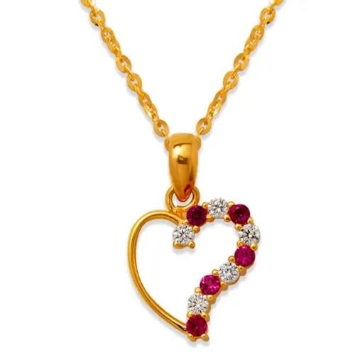 NEW 14K YELLOW GOLD HEART RED PENDANT (1 of 2)