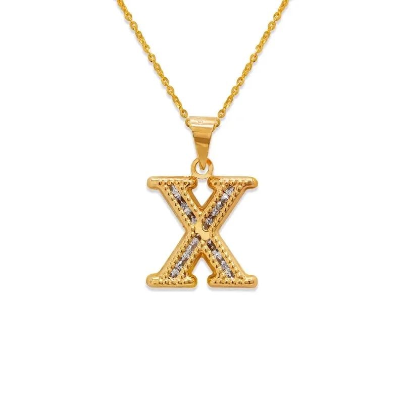 NEW 14K YELLOW GOLD INITIAL "X" PENDANT: NEW 14K YELLOW GOLD INITIAL "X" PENDANT INITIAL "X" PENDANT NEW 14K YELLOW GOLD Apx. WIDTH: 15x15mm Apx WEIGHT: 1.0g