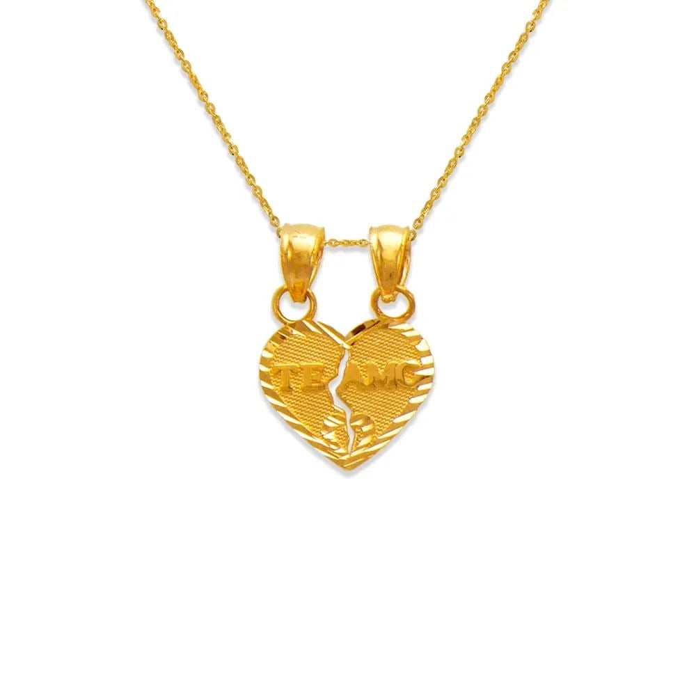 NEW 14K YELLOW GOLD 11MM TWO-PIECE TE AMO HEART PENDANT (1 of 2)