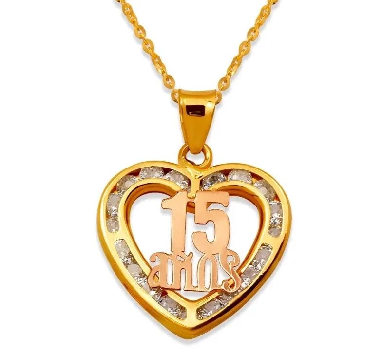 NEW 14K TWO TONE GOLD 15 ANOS HEART PENDANT: NEW 14K TWO TONE GOLD 15 ANOS HEART PENDANT 15 ANOS HEART PENDANT NEW 14K TWO TONE GOLD Apx. WIDTH: 17x17mm Apx WEIGHT: 1.0g