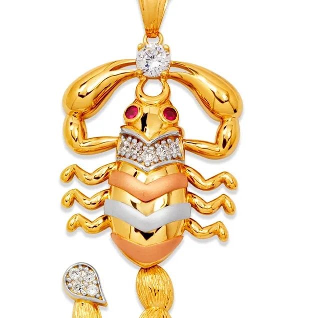 NEW 14K TRICOLOR GOLD 56MM FANCY SCORPION PENDANT (1 of 2)