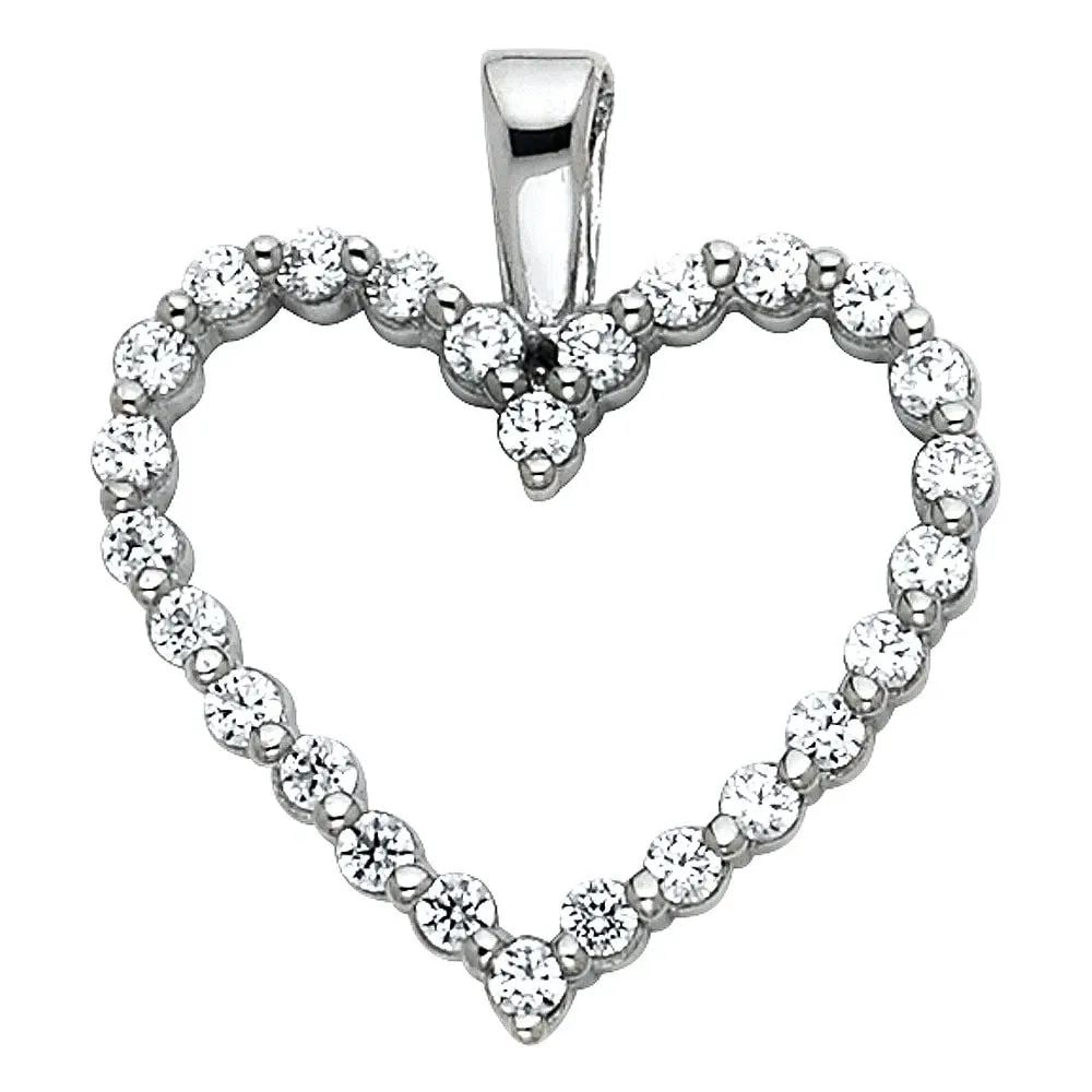 NEW 14K WHITE GOLD HEART PENDANT (1 of 2)