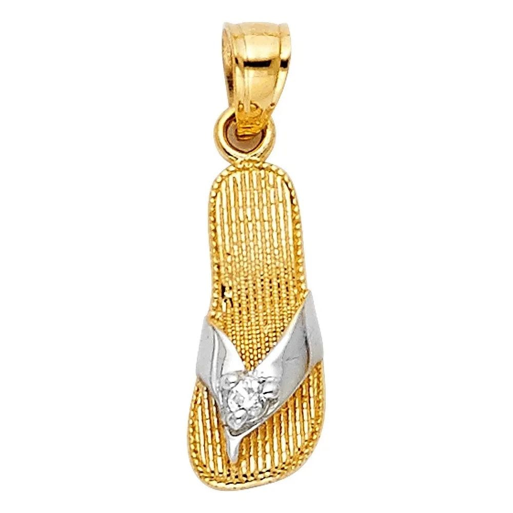 NEW 14K TWO TONE GOLD SANDAL PENDANT (1 of 2)