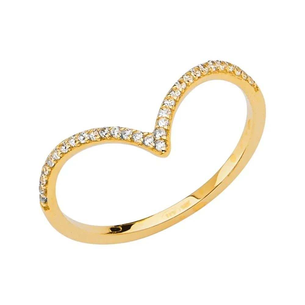 NEW 14K TWO TONE GOLD V SHAPE LADIES BAND (1 of 2)