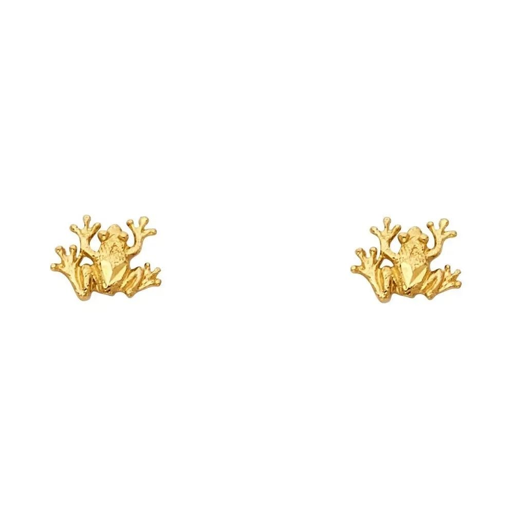NEW 14K YELLOW GOLD SMALL FROG POST EARRINGS (1 of 2)