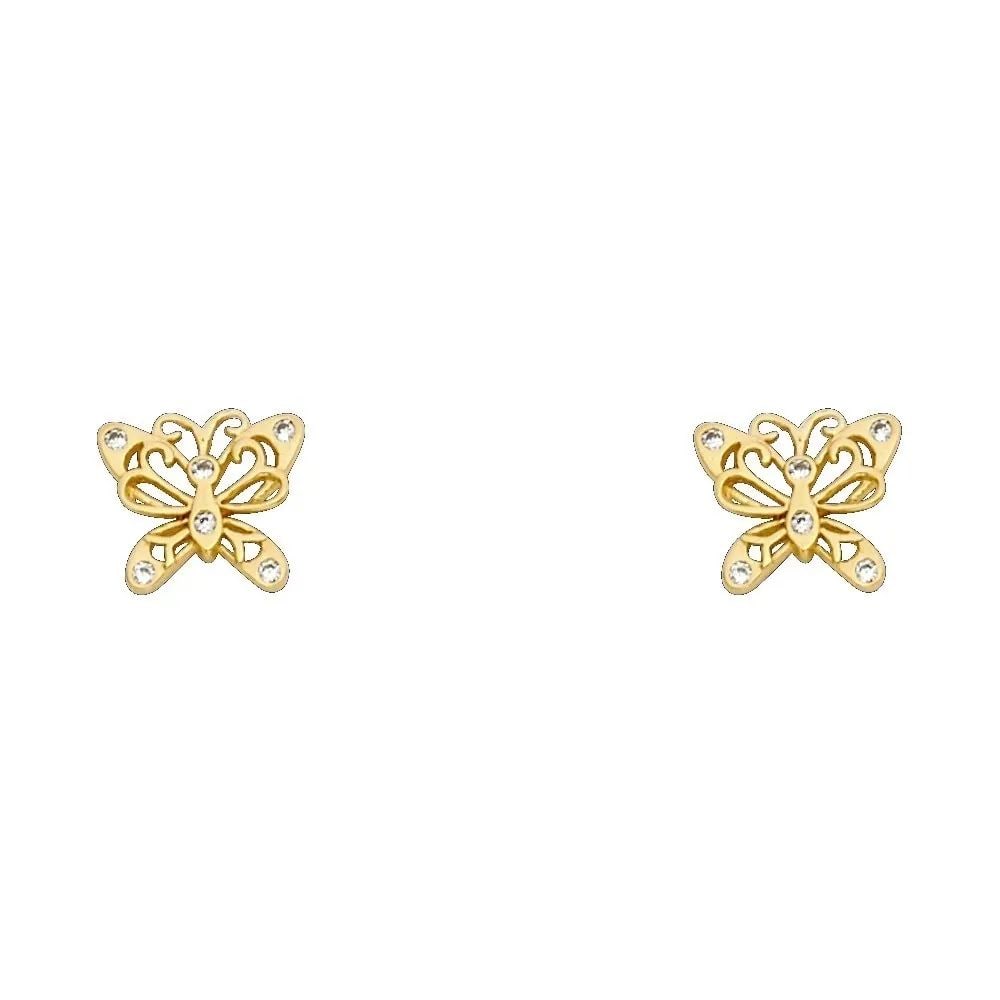 NEW 14K YELLOW GOLD BUTTERFLY STUD EARRINGS WITH SCREW BACK: NEW 14K YELLOW GOLD BUTTERFLY STUD EARRINGS WITH SCREW BACK BUTTERFLY STUD EARRINGS WITH SCREW BACK NEW 14K YELLOW GOLD
