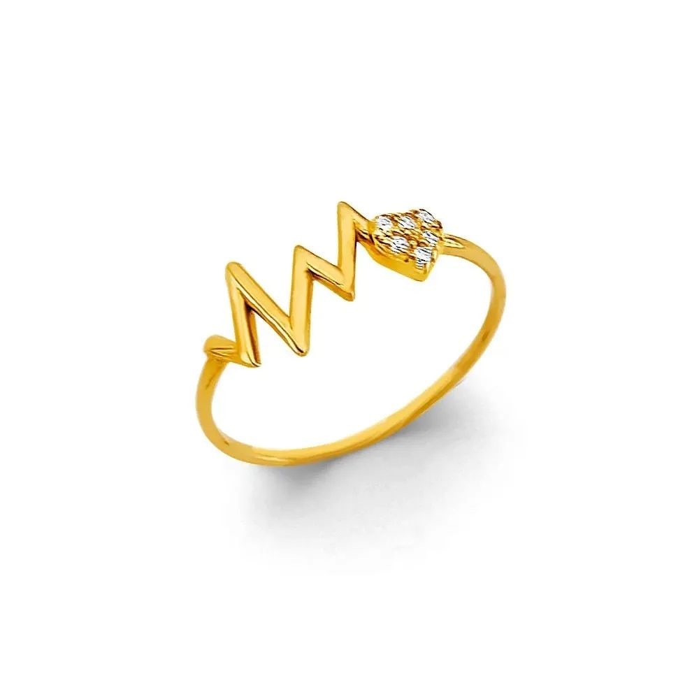 NEW 14K YELLOW GOLD HEARTBEAT RING: NEW 14K YELLOW GOLD HEARTBEAT RING HEARTBEAT RING NEW 14K YELLOW GOLD WIDTH : WEIGHT : 1g