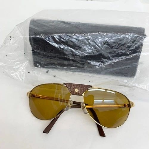 AUTHENTIC CARTIER EDITION SANTOS DUMONT SUNGLASSES 61 18 135 DOT GOLD FRAMES (1 of 2)