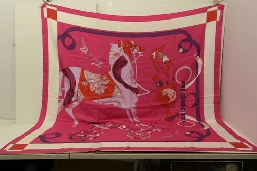 AUTHENTIC HERMES SILK SHAWL PINK TOUT EN CARRE EQUESTRIAN 140CM BARRET SCARF: AUTHENTIC HERMES SILK SHAWL PINK TOUT EN CARRE EQUESTRIAN 140CM BARRET SCARF Authentic Hermes Silk Shawl Pink Tout en Carre Equestrian 140cm Barret Scarf AUTHENTIC HERMES SILK SHAWL PINK TOUT EN CARRE