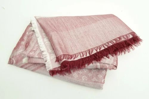 AUTHENTIC LOUIS VUITTON RED WHITE CASHMERE SILK LV MONOGRAM SCARF FRAYED EDGES: AUTHENTIC LOUIS VUITTON RED WHITE CASHMERE SILK LV MONOGRAM SCARF FRAYED EDGES Authentic Louis Vuitton Red White Cashmere Silk LV Monogram Scarf Frayed Edges AUTHENTIC LOUIS VUITTON RED WHITE CASHMERE