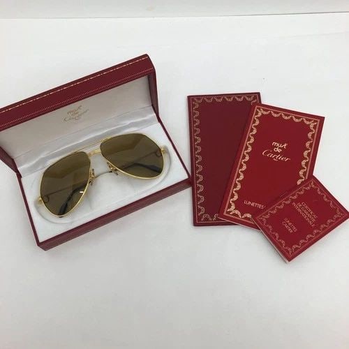 AUTHENTIC CARTIER VENDOME LOUIS AVIATOR 62 14 140 GP SUNGLASSES STRIPED FRAMES (1 of 2)