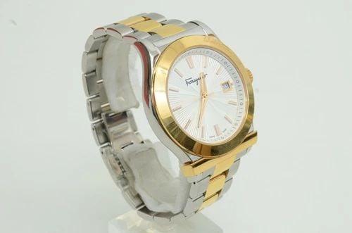 AUTHENTIC SALVATORE FERRAGAMO FIRENZE WATCH DATE 37MM SS ROSE GP WRISTWATCH (1 of 2)