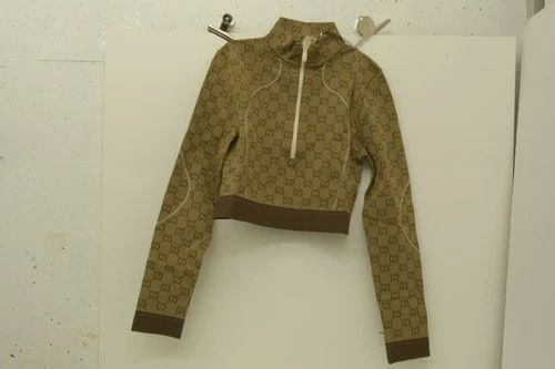 AUTHENTIC GUCCI ACTIVEWEAR BROWN GUCCISSIMA GG LOGO TAN WOMENS LONG SLEEVE CUT (1 of 2)