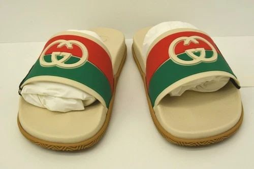 AUTHENTIC GUCCI PURSUIT MENS STRIPE IVORY GG LOGO SANDLAS SHOES 655265 JFA00: AUTHENTIC GUCCI PURSUIT MENS STRIPE IVORY GG LOGO SANDLAS SHOES 655265 JFA00 Authentic Gucci Pursuit Mens Stripe Ivory GG Logo Sandlas Shoes 655265 JFA00 Authentic Gucci Pursuit Mens Stripe Ivory GG L