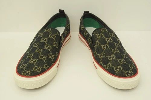 AUTHENTIC GUCCI MENS TENNIS SHOES 1977 DARK NAVY GUCCISSIMA LOGO SNEAKERS (1 of 2)