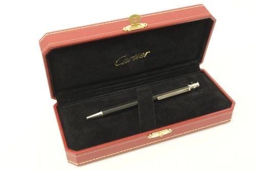 AUTHENTIC CARTIER BLACK BALLPOINT PEN WHITE DASH SP LOVE OFFICE DESK COLLECTIBLE (1 of 2)
