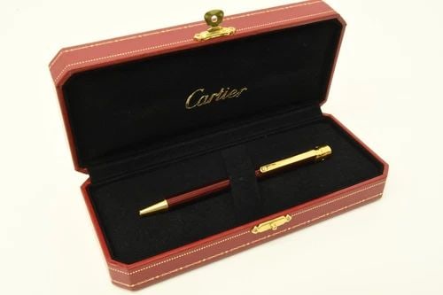 AUTHENTIC CARTIER LOVE BALLPOINT PEN BURGUNDY GOLD DOTS OFFICE DESK COLLECTIBLE (1 of 2)