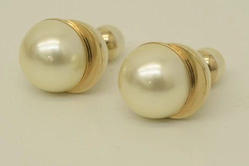 AUTHENTIC CHRISTIAN DIOR PIERCED TWIN FAUX PEARL EARRINGS GP JEWELRY ACCESSORIES: AUTHENTIC CHRISTIAN DIOR PIERCED TWIN FAUX PEARL EARRINGS GP JEWELRY ACCESSORIES Jewelry Accessories Ladies, Womens, Female Pierced Closure Circle, Round Gold Plated, Faux Pearl Luxury, Chic Height: 1