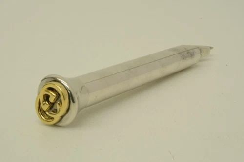 AUTHENTIC GUCCI BOTTLE OPENER SILVER PLATED GOLD GG HOME KITCHEN COLLECTIBLE (1 of 2)