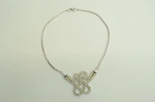 AUTHENTIC CHRISTIAN DIOR VINTAGE NECKLACE SS LOOPING RHINESTONE EMBLEM JEWELRY (1 of 2)