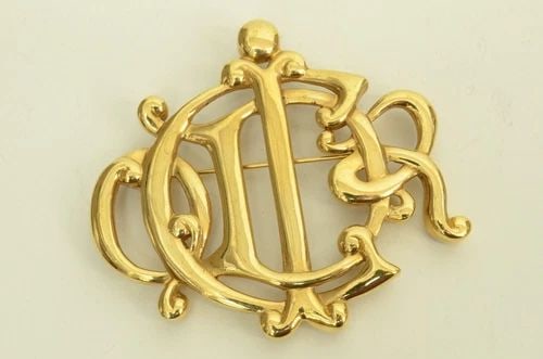 AUTHENTIC CHRISTIAN DIOR INSIGNIA SIGN BROOCH VINTAGE GP PIN JEWELRY ACCESSORY (1 of 2)