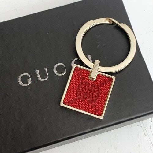AUTHENTIC GUCCI RED FABRIC KEYCHAIN SP SQUARE STITCH GG LOGO BAG ACCESSORY: AUTHENTIC GUCCI RED FABRIC KEYCHAIN SP SQUARE STITCH GG LOGO BAG ACCESSORY Gucci, Guccissima Key Chain, Bag Charm Fashion, Chic, Logo, Classic Key Ring, Keychain, Clip, Accessory Fabric, Silver Plated