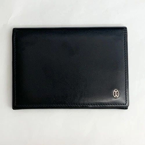 AUTHENTIC CARTIER VINTAGE THIN CASE SLIM WALLET BLACK LEATHER FOLD DECOR CORNER (1 of 2)