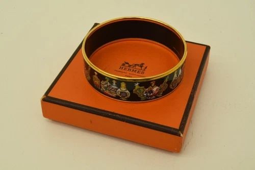 AUTHENTIC HERMES ENAMEL BRACELET GP MULTICOLOR BANGLE CUFF BOTTLES ACCESSORY (1 of 2)