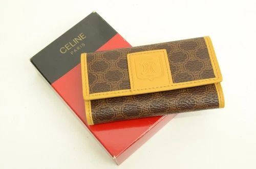 AUTHENTIC CELINE MONOGRAM LEATHER KEY RING WALLET LOGO BROWN GP VINTAGE CANVAS: AUTHENTIC CELINE MONOGRAM LEATHER KEY RING WALLET LOGO BROWN GP VINTAGE CANVAS Authentic Celine Monogram Leather Key Ring Wallet Logo Brown GP Vintage Canvas Authentic Celine Monogram Leather Key Ring