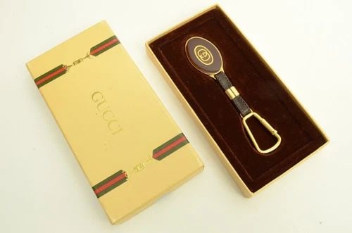 AUTHENTIC GUCCI GOLD PLATED GG LOGO BROWN KEYCHAIN JEWELRY ACCESSORY PULL CLIP (1 of 2)
