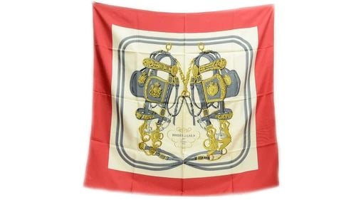 AUTHENTIC HERMES BRIDES DE GALA SCARF 90CM SILK GRYGKAR RED WHITE VINTAGE CARRE (1 of 2)