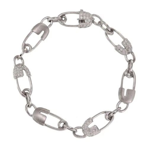 DIAMOND BRACELET 18K WHITE GOLD SAFETY PINS (1 of 2)