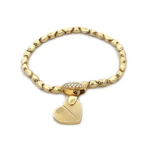 PIAGET DIAMOND GOLD BRACELET 18K YELLOW PUFFED LINKS TWIST CLASP: PIAGET DIAMOND GOLD BRACELET 18K YELLOW PUFFED LINKS TWIST CLASP The Piaget Diamond Gold Bracelet is a stunning piece crafted from 18k yellow gold with puffed links and a twist clasp closure. Featurin