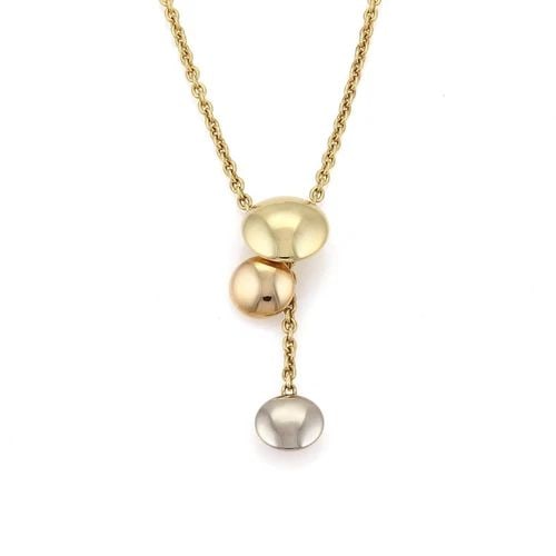 CARTIER TRI-COLOR NECKLACE 18K GOLD 3 DISC SHAPE DANGLE PENDANT NECKLACE W/CERT. (1 of 2)