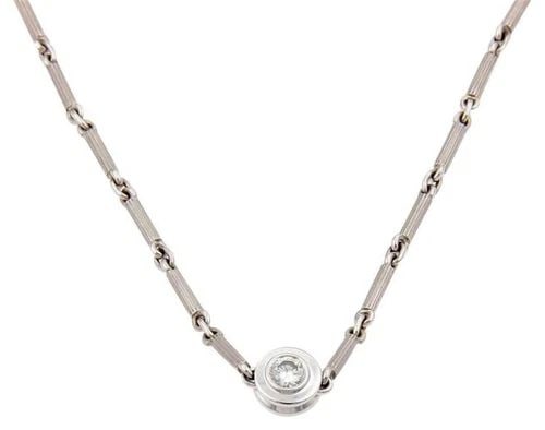 TIFFANY & CO. NECKLACE DIAMOND & PINK GEMSTONE 18K WHITE GOLD REVERSIBLE: TIFFANY & CO. NECKLACE DIAMOND & PINK GEMSTONE 18K WHITE GOLD REVERSIBLE The Tiffany & Co. Necklace features a stunning combination of natural diamond, pink gemstone, and 18k white gold, making it a l