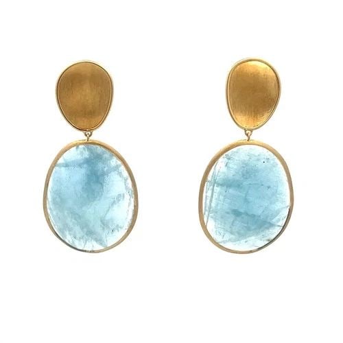 MARCO BICEGO LUNARIA GOLD EARRINGS 18K YELLOW GEMSTONE DANGLE STYLE: MARCO BICEGO LUNARIA GOLD EARRINGS 18K YELLOW GEMSTONE DANGLE STYLE These beautiful Marco Bicego earrings are from the Lunaria Collection. They are a fine piece of jewelry featuring a drop dangle styl