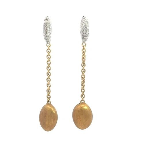 MARCO BICEGO SIVIGLIA GOLD EARRINGS DIAMOND 18K YELLOW DANGLE STYLE: MARCO BICEGO SIVIGLIA GOLD EARRINGS DIAMOND 18K YELLOW DANGLE STYLE This elegant authentic pair of earrings are by Marco Bicego from the Siviglia Collection. They are crafted from 18k yellow gold with