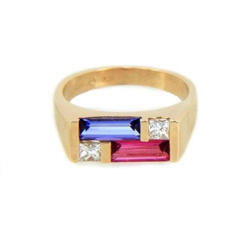 KABANA RING 1.20CT DIAMOND & GEMS14K YELLOW GOLD RECTANGLE TOP SIZE 6 (1 of 2)