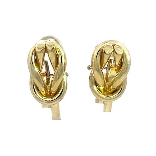 ROBERTO COIN GOLD CIRCLE KNOT EARRINGS 18K YELLOW POST CLIP HUGGIE STYLE (1 of 2)